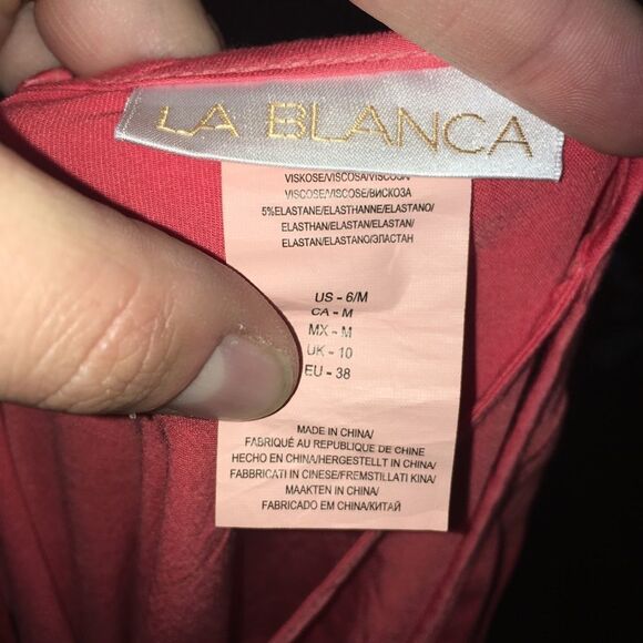 La Blanca double dip coral & gray beachy maxi dress - Picture 3 of 3